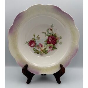 Vtg Antique Limoges Lusterware Porcelain Floral pattern serving bowl 9.75" MCM
